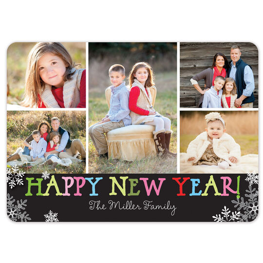 Scatter Snowflake New Year Flat Holiday Photo Cards